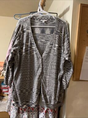 Isaac Mizrahi Space-Dyed Gray Open Cardigan